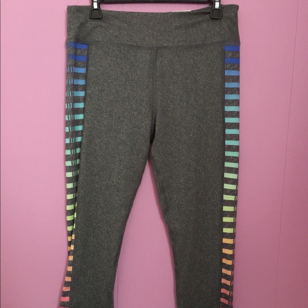 Grey Rainbow Striped Leggings